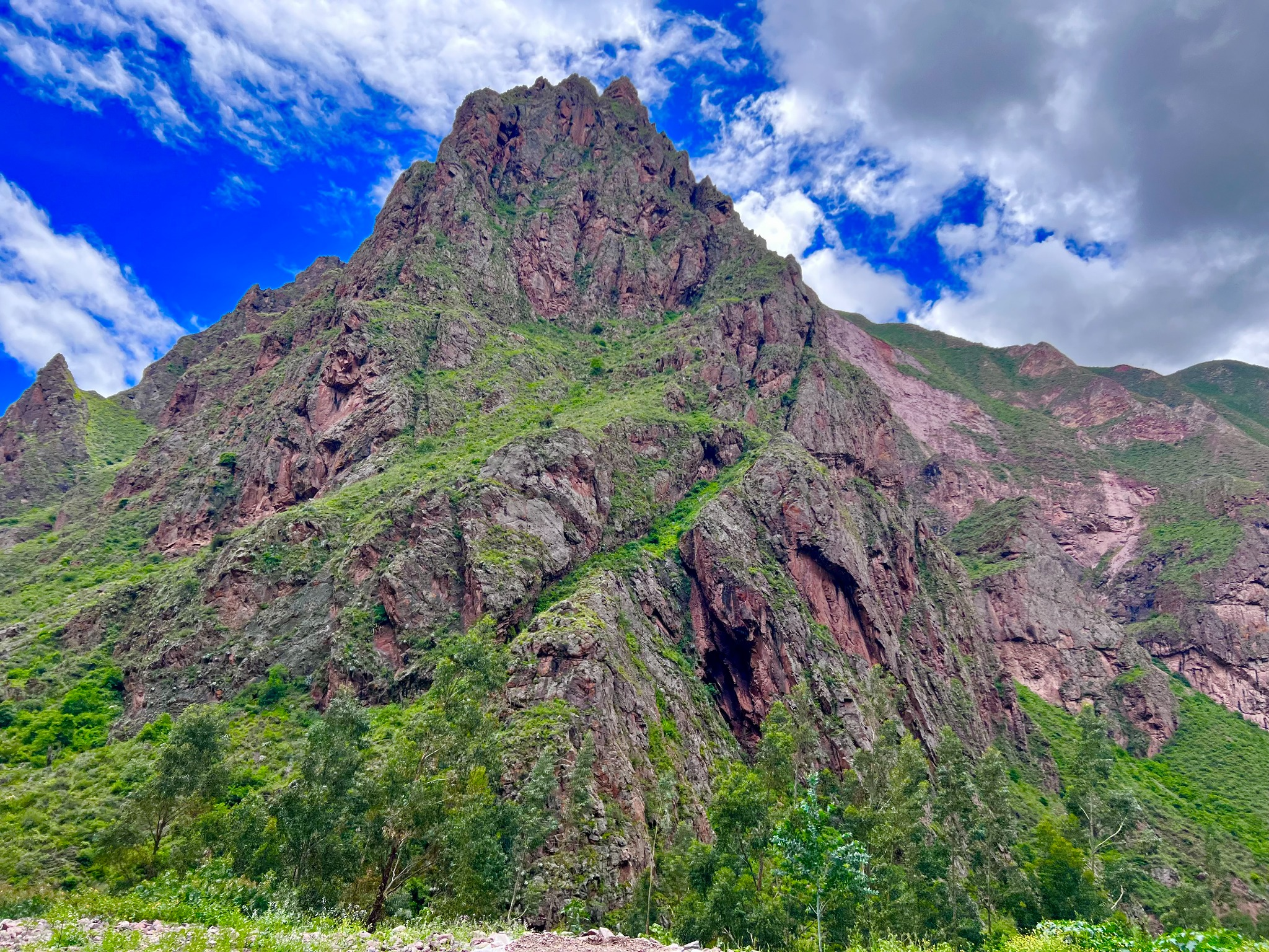 Rocky green mountain landscape in the Andes