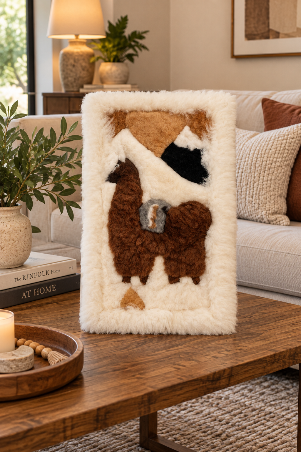 Handmade Alpaca Fur Wall Decor – Peruvian Llama Landscape