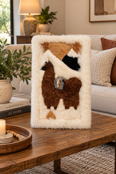 Handmade Alpaca Fur Wall Decor – Peruvian Llama Landscape