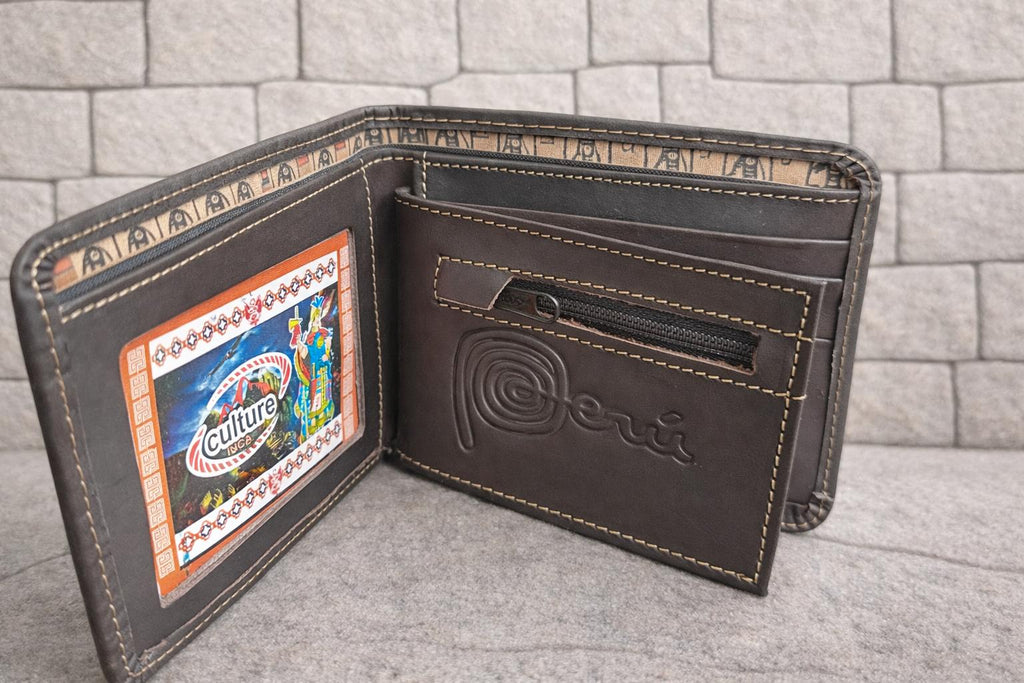 Mens Peruvian Leather Wallet - Cusco Heritage Design