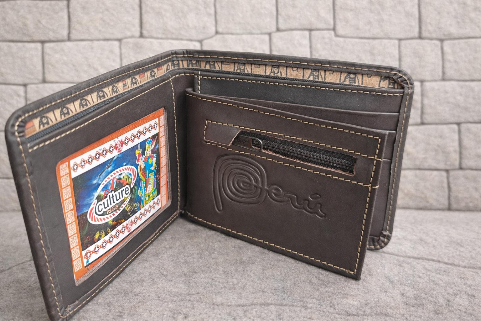 Mens Peruvian Leather Wallet - Cusco Heritage Design