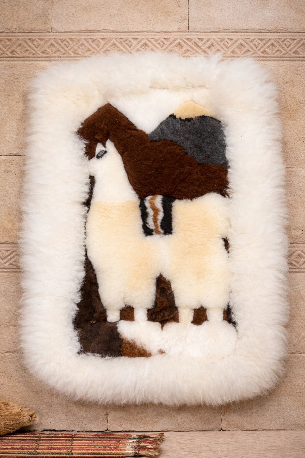 Handmade Alpaca Fur Wall Decor – Peruvian Llama Landscape