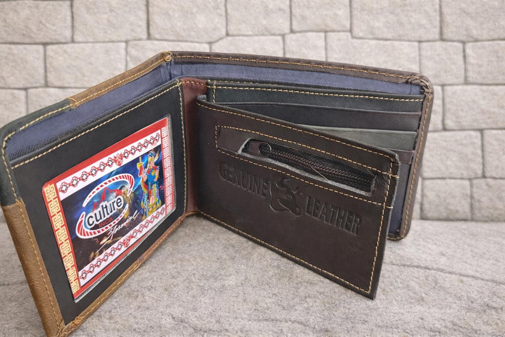 Mens Peruvian Leather Wallet - Cultural Heritage Edition