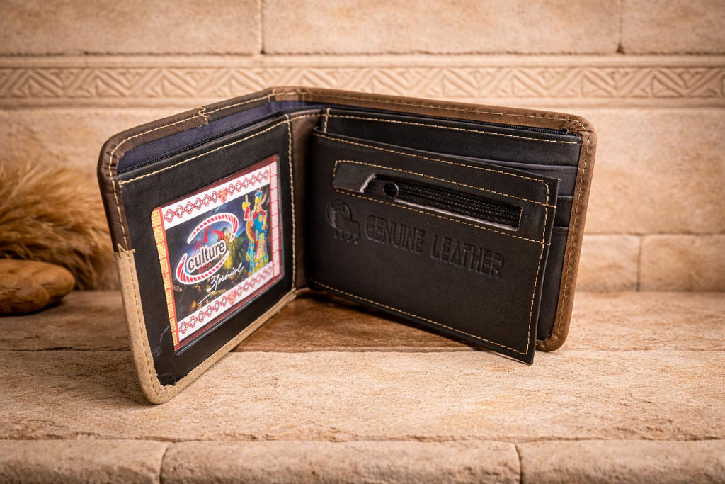 Mens Peruvian Leather Wallet - Inca Warrior
