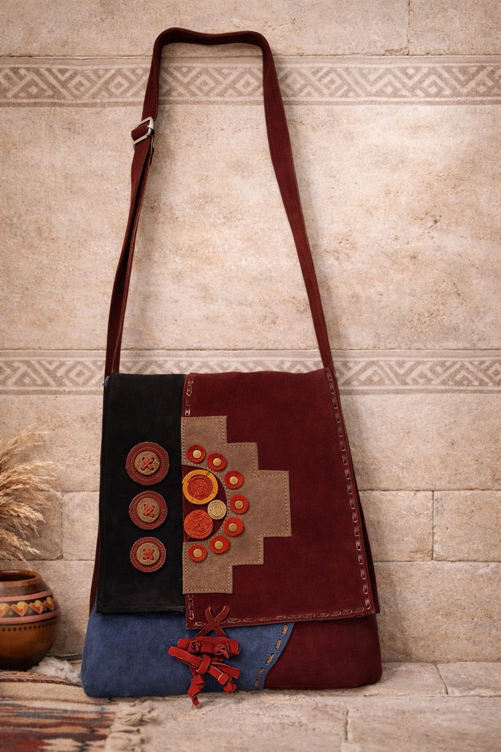 Handmade Peruvian Leather Purse – Andean Eclipse Edition