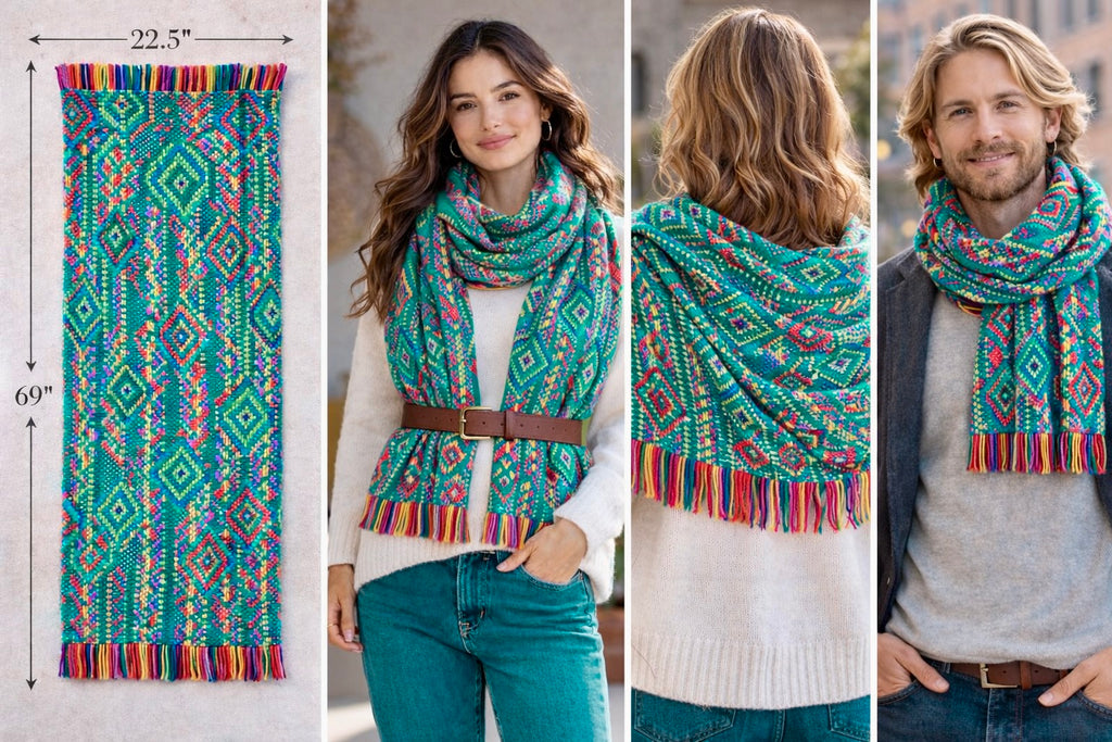 Handmade Peruvian Alpaca Scarf – Emerald Andes Edition