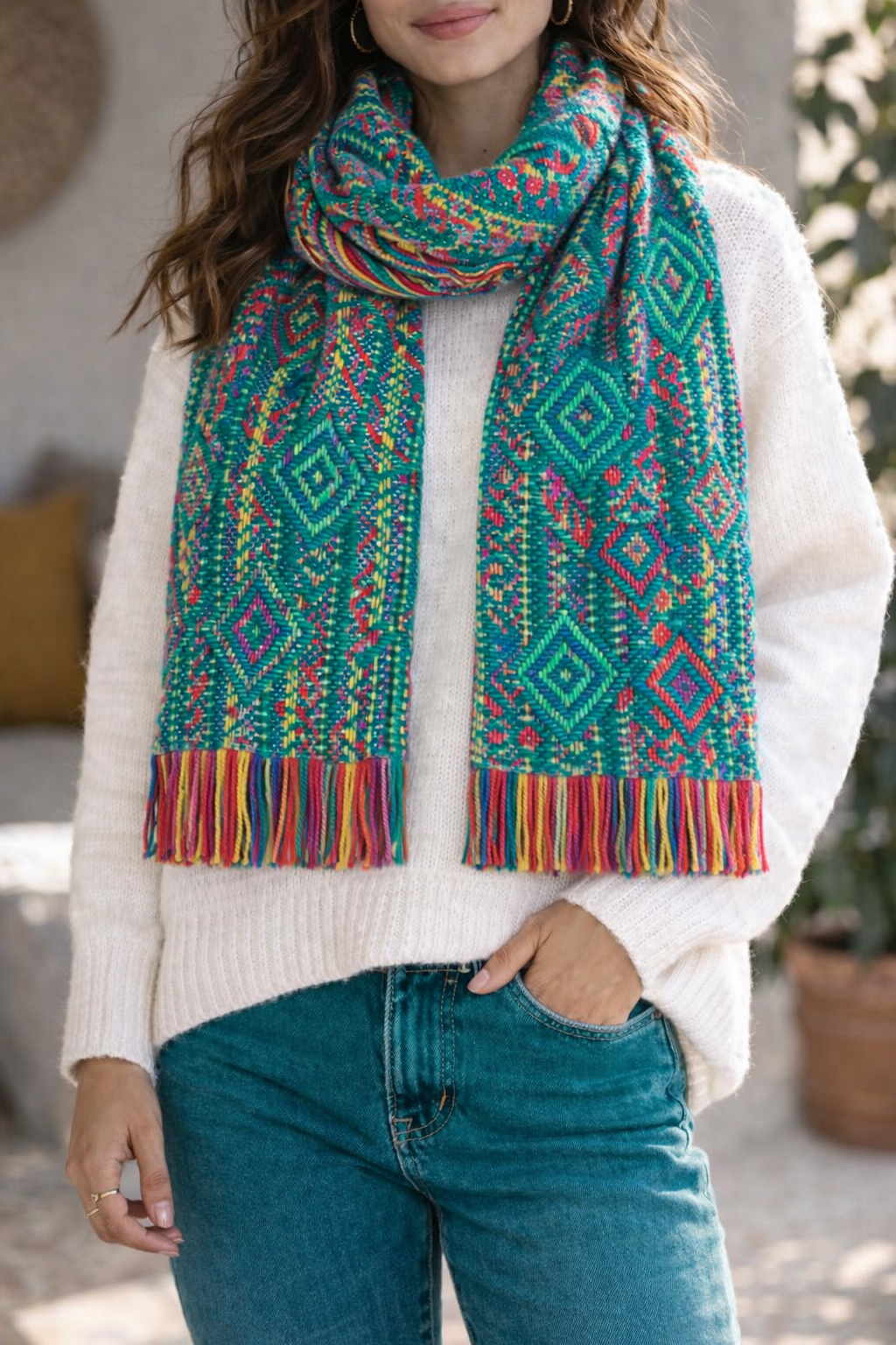 Handmade Peruvian Alpaca Scarf – Emerald Andes Edition