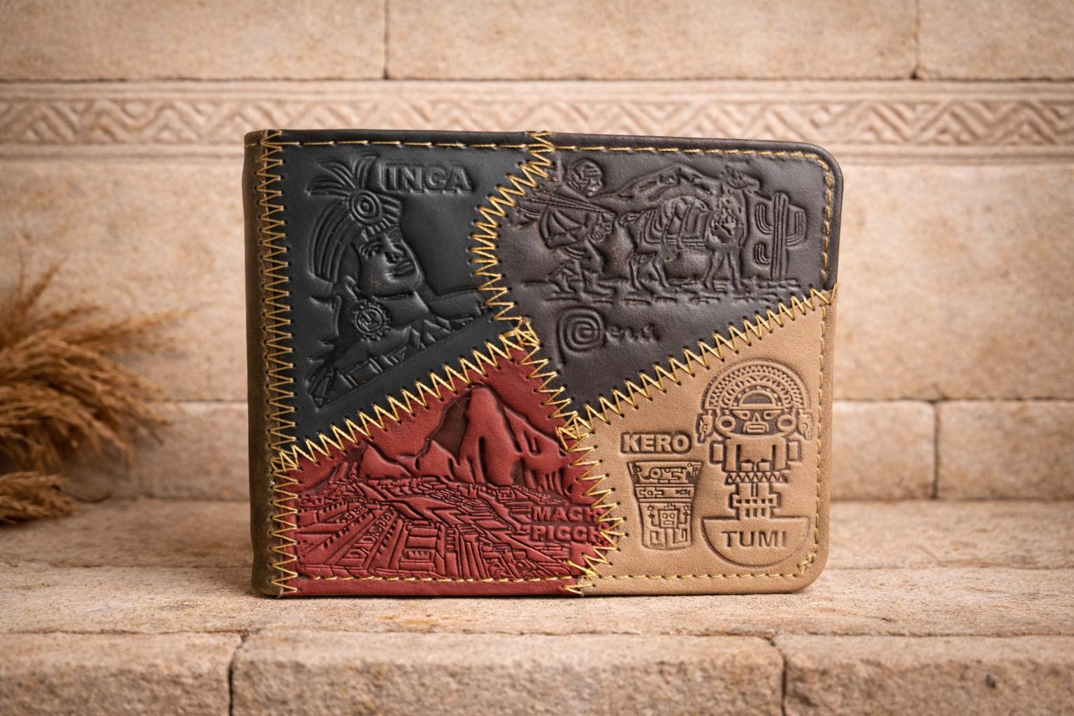 Mens Peruvian Leather Wallet - Inca Warrior