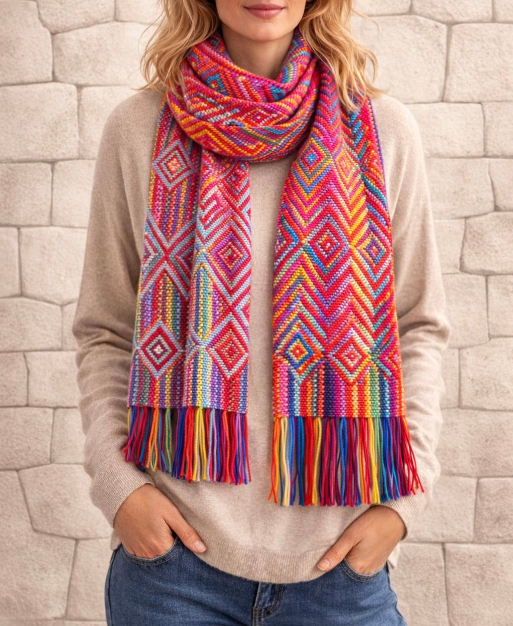 Handmade Peruvian Alpaca Scarf – Vibrant Andes Edition