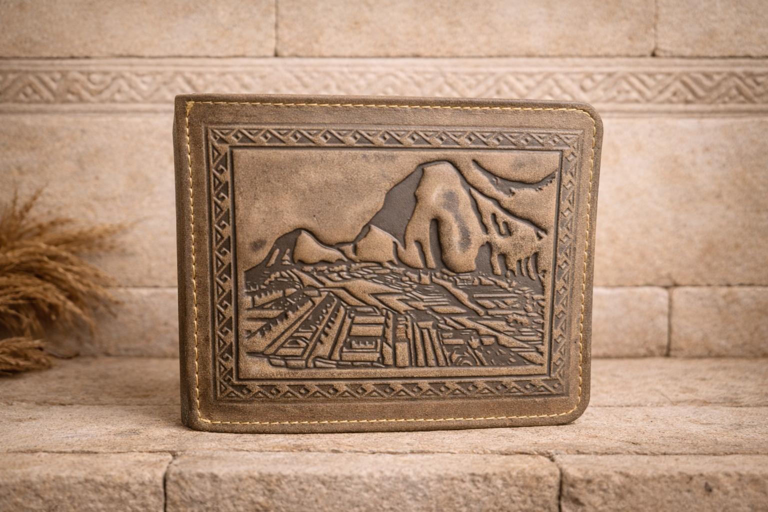 Mens Peruvian Leather Wallet - Inca Warrior